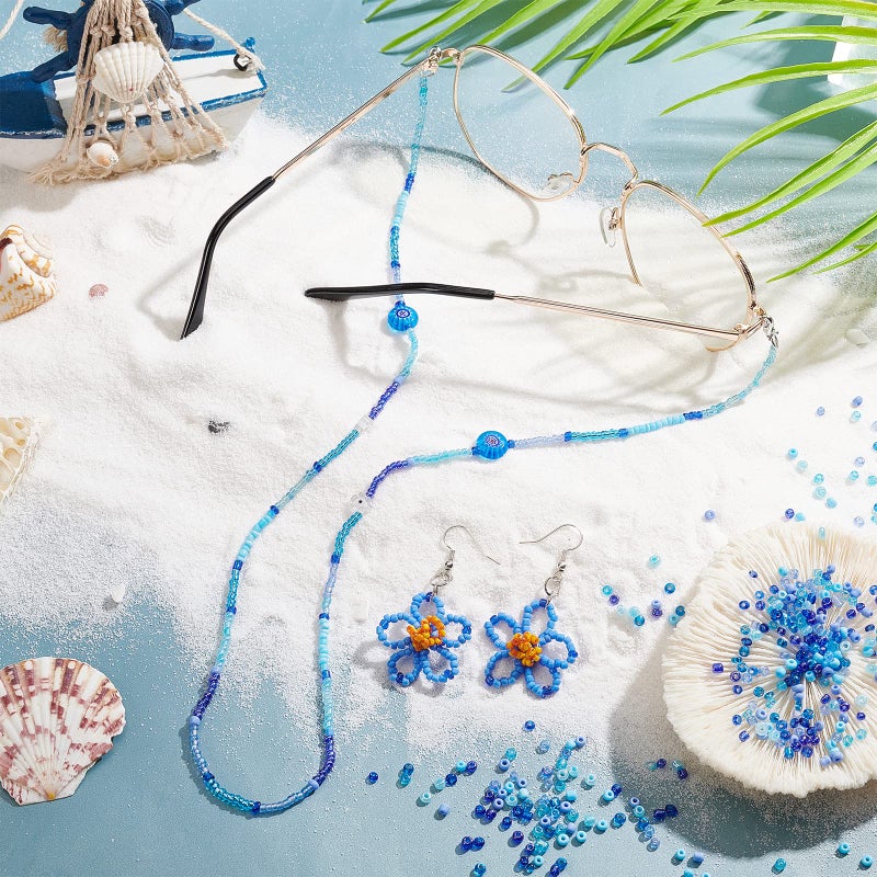 PH PandaHall 8000pcs 2mm Blue Seed Beads, Craft Glass Beads Pony Waist Bead 12/0 Mini Spacer Bead for Friendship Bracelet Making Summer Ocean Sea Seaside Beading Weaving - Image 3